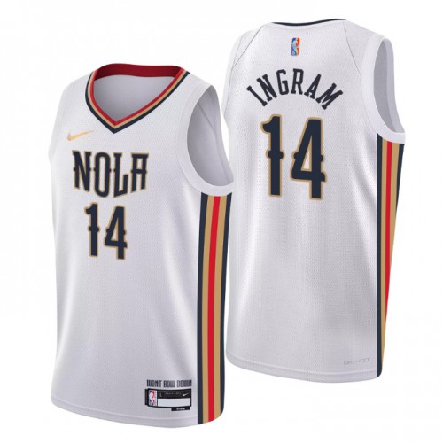 New Orleans New Orleans Pelicans #14 Brandon Ingram Mens White 2021/22 Swingman Jersey - City Edition Mens