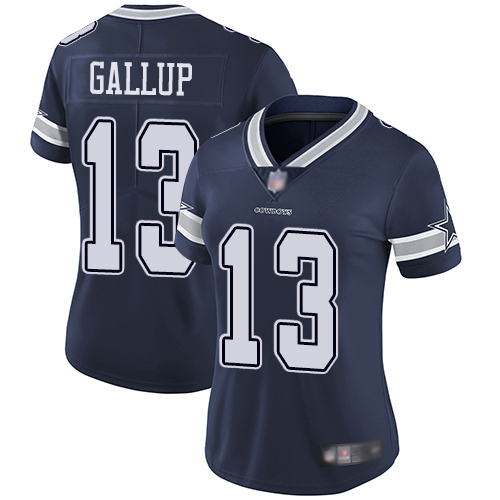 Cowboys #13 Michael Gallup Navy Blue Team Color Women's Stitched Vapor Untouchable Limited Jersey
