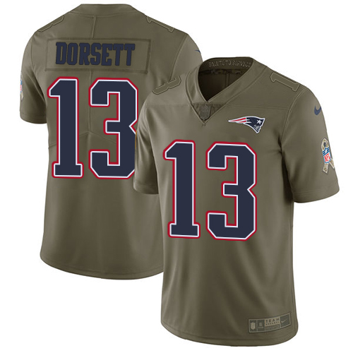 New England Patriots #13 Phillip Dorsett Olive Youth Stitched Limited 2017 Salute to Service Jersey Youth