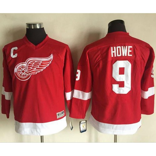 Detroit Red Wings #9 Gordie Howe Red CCM Throwback Stitched Youth Jersey Youth