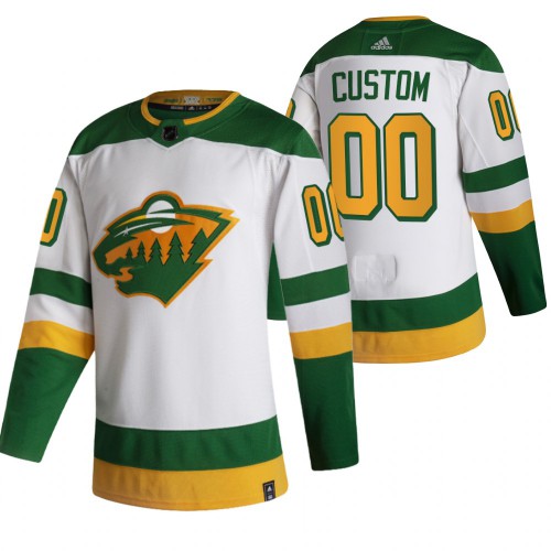 Minnesota Wild Custom White Men's Adidas 2020-21 Alternate Authentic Player Jersey
