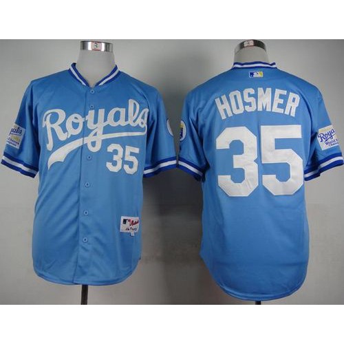 Kansas City Royals #35 Eric Hosmer Light Blue 1985 Turn Back The Clock Stitched Jersey Men's