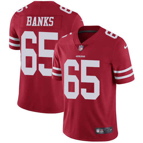 San Francisco 49ers #65 Aaron Banks Red Team Color Men's Stitched Vapor Untouchable Limited Jersey Men's