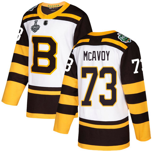 Adidas Boston Bruins #73 Charlie McAvoy White Authentic 2019 Winter Classic Stanley Cup Final Bound Youth Stitched Jersey Youth