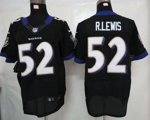 Ravens #52 Ray Lewis Black Alternate Men's Stitched Elite Jersey