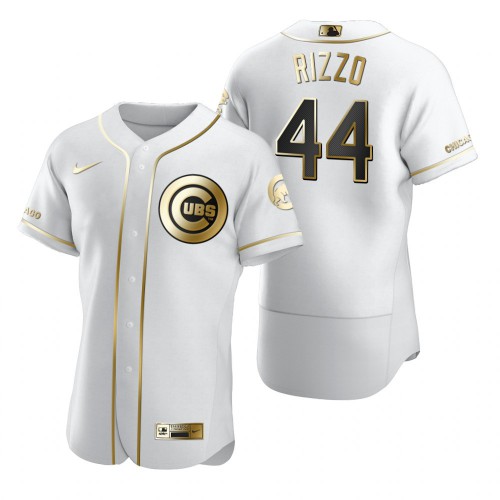 Chicago Chicago Cubs #44 Anthony Rizzo White Men's Authentic Golden Edition Jersey Men's