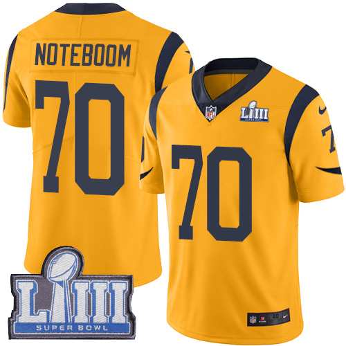 Los Angeles Rams #70 Joseph Noteboom Gold Super Bowl LIII Bound Men's Stitched Limited Rush Jersey Men's