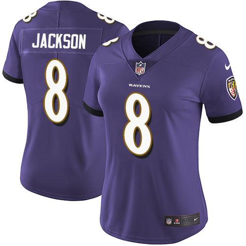 Ravens #8 Lamar Jackson Purple Team Color Women's Stitched Vapor Untouchable Limited Jersey