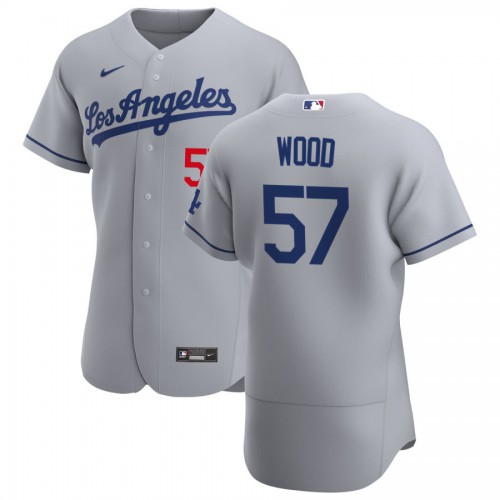 Los Angeles Los Angeles Dodgers #57 Alex Wood Men's Gray Road 2020 Authentic Team Jersey Men's