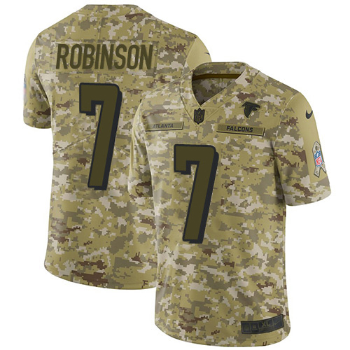 Falcons #7 Bijan Robinson Camo Stitched Youth Limited 2018 Salute To Service Jersey