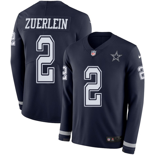 Dallas Cowboys #2 Greg Zuerlein Navy Blue Team Color Youth Stitched Limited Therma Long Sleeve Jersey Youth