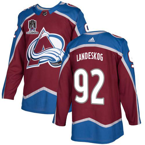 Adidas Colorado Avalanche #92 Gabriel Landeskog Burgundy 2022 Stanley Cup Champions Burgundy Home Authentic Stitched Jersey Men's