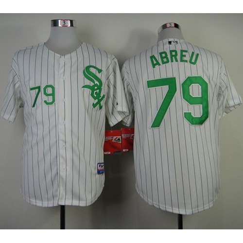 Chicago White Sox #79 Jose Abreu White Green Strip St. Patrick's Day Stitched Jersey Men's