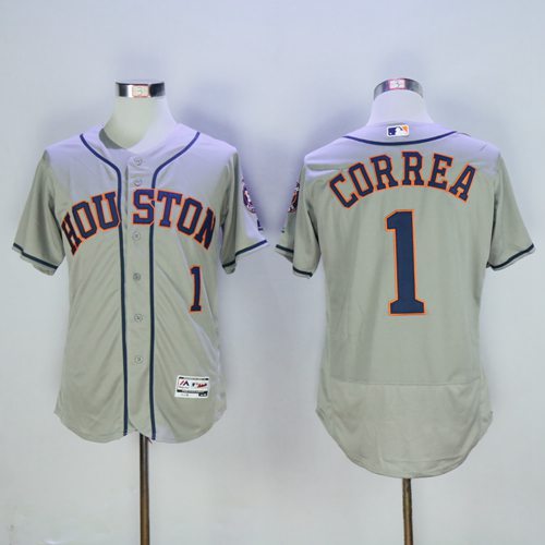Houston Astros #1 Carlos Correa Grey Flexbase Authentic Collection Stitched Jersey Men's