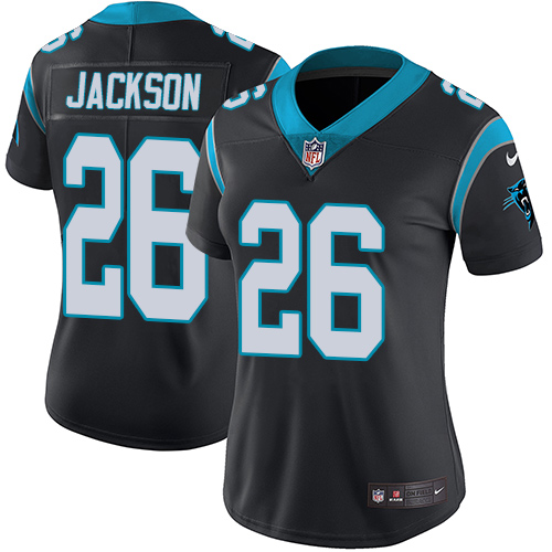 Carolina Panthers #26 Donte Jackson Black Team Color Women's Stitched Vapor Untouchable Limited Jersey Womens
