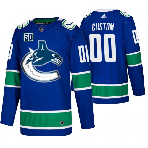 Men's Vancouver Canucks Custom Adidas Blue 2019-20 Home Authentic Jersey