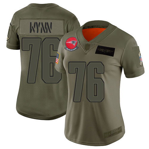 New England Patriots #76 Isaiah Wynn Camo Women's Stitched Limited 2019 Salute to Service Jersey Womens