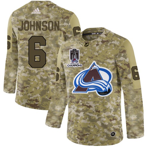 Adidas Colorado Avalanche #6 Erik Johnson Camo 2022 Stanley Cup Champions Authentic Stitched Jersey Men's