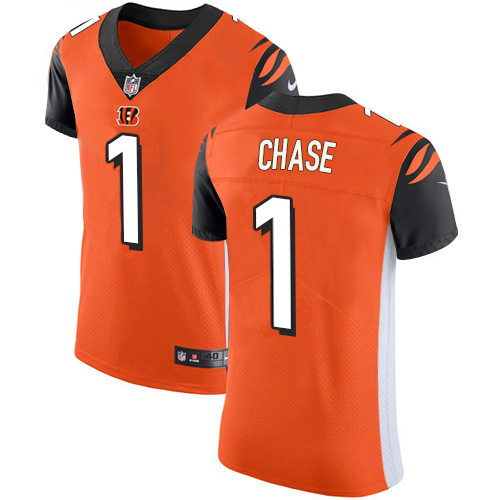 Bengals #1 Ja'Marr Chase Orange Alternate Men's Stitched New Elite Jersey