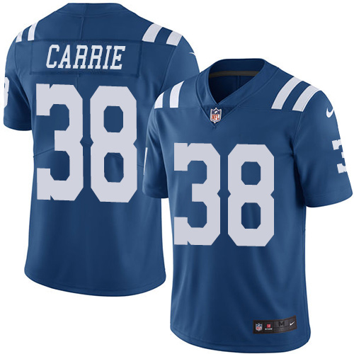 Indianapolis Colts #38 T.J. Carrie Royal Blue Men's Stitched Limited Rush Jersey Men's