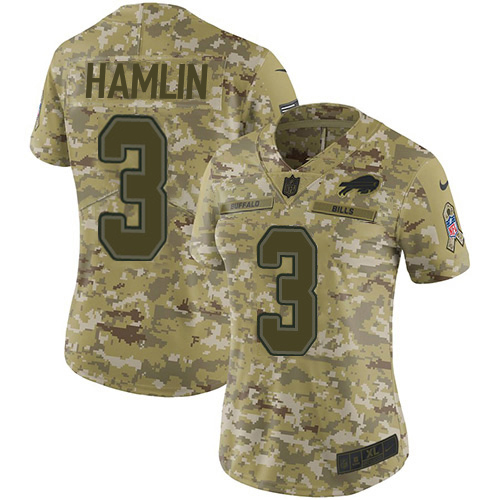 Bills #3 Damar Hamlin Camo Women's Stitched Limited 2018 Salute To Service Jersey