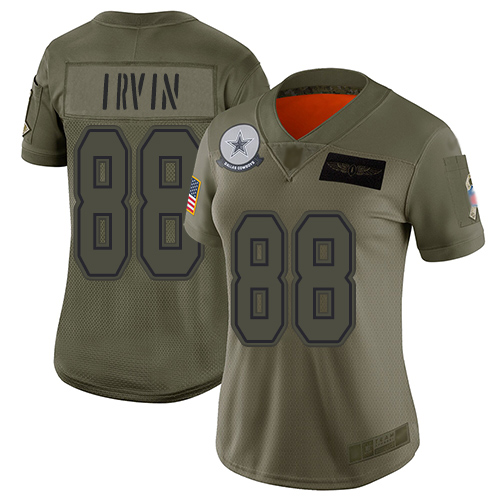 Cowboys #88 Michael Irvin Camo Women's Stitched Limited 2019 Salute To Service Jersey