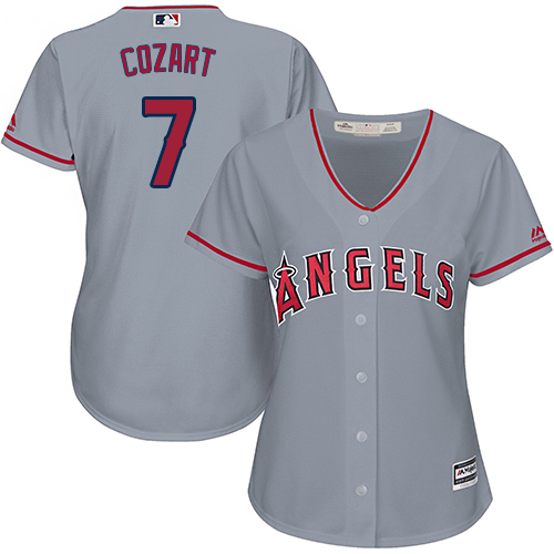 Los Angeles Angels #7 Zack Cozart Grey Road Women's Stitched Jersey Womens