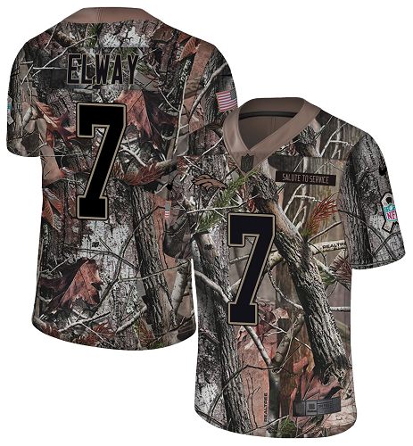 Broncos #7 John Elway Camo Youth Stitched Limited Rush Realtree Jersey