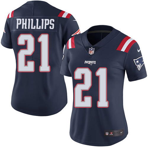 New England Patriots #21 Adrian Phillips Navy Blue Women's Stitched Limited Rush Jersey Womens
