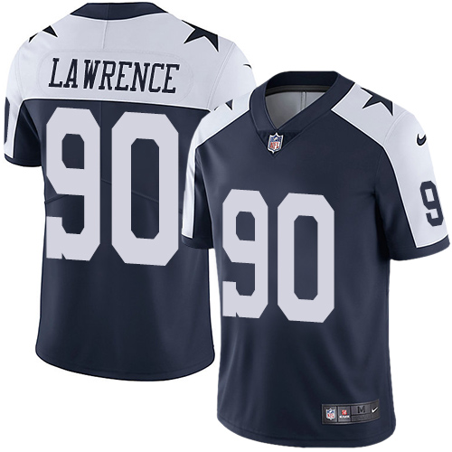 Cowboys #90 Demarcus Lawrence Navy Blue Thanksgiving Youth Stitched Vapor Untouchable Limited Throwback Jersey