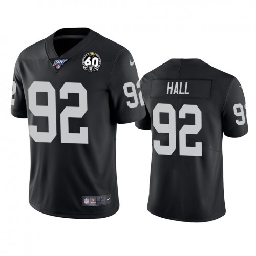 Las Vegas Raiders #92 P.J. Hall Black 60th Anniversary Vapor Limited Stitched 100th Season Jersey Men's