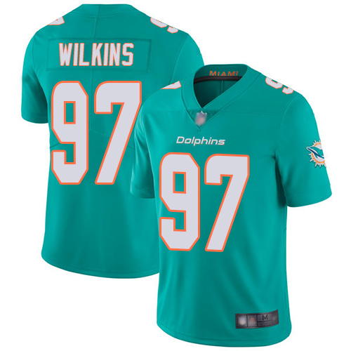 Miami Dolphins #97 Christian Wilkins Aqua Green Team Color Youth Stitched Vapor Untouchable Limited Jersey Youth