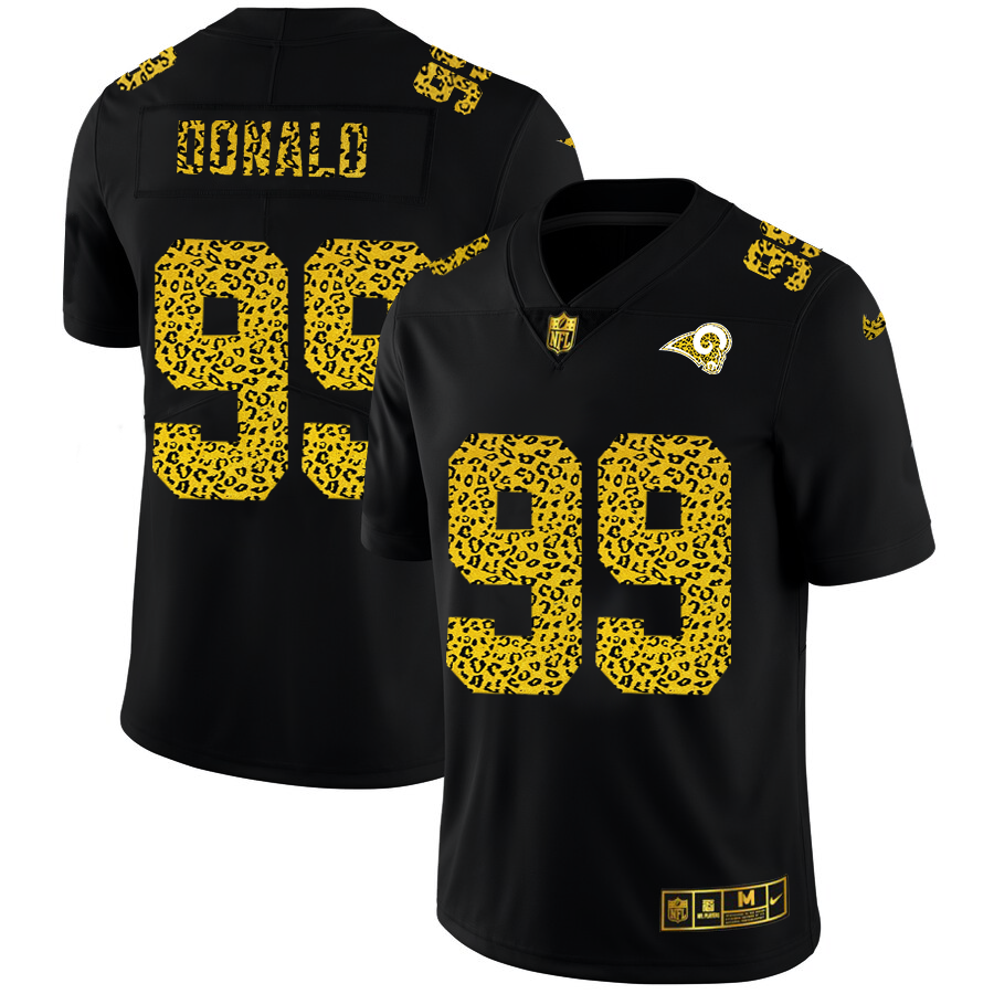 Los Angeles Rams #99 Aaron Donald Men's Leopard Print Fashion Vapor Limited Jersey Black