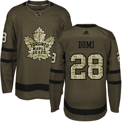 Adidas Maple Toronto Maple Leafs #28 Tie Domi Green Salute to Service Stitched Jersey Men's