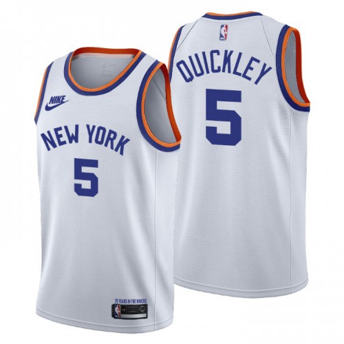 New York New York Knicks #5 Immanuel Quickley Womens Releases Classic Edition 75th Anniversary Jersey White Womens