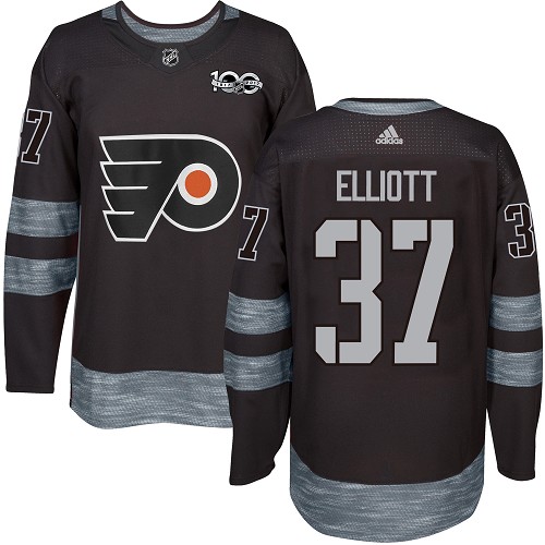 Adidas Philadelphia Flyers #37 Brian Elliott Black 1917-2017 100th Anniversary Stitched Jersey Men's