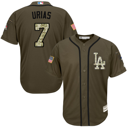 Los Angeles Dodgers #7 Julio Urias Green Salute to Service Stitched Jersey Men's