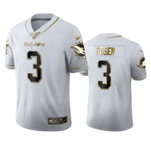 Miami Miami Dolphins #3 Josh Rosen Men's White Golden Edition Vapor Limited 100 Jersey Men's