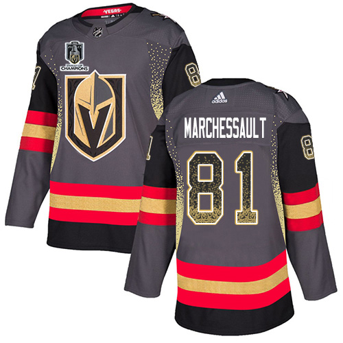 Adidas Golden Knights #81 Jonathan Marchessault Grey 2023 Stanley Cup Champions Home Authentic Drift Fashion Stitched Jersey