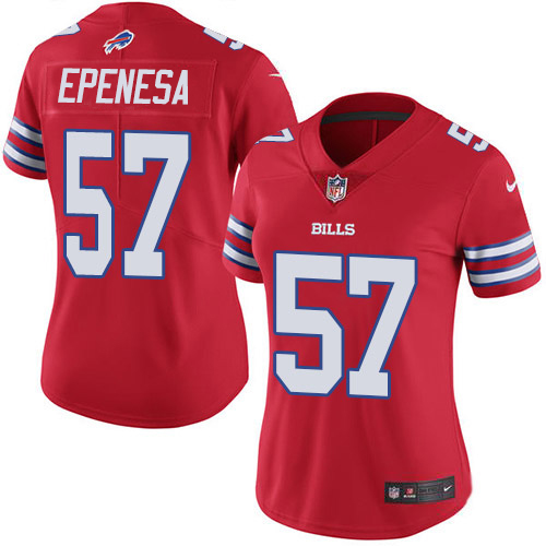 Buffalo Bills #57 A.J. Epenesas Red Women's Stitched Limited Rush Jersey Womens
