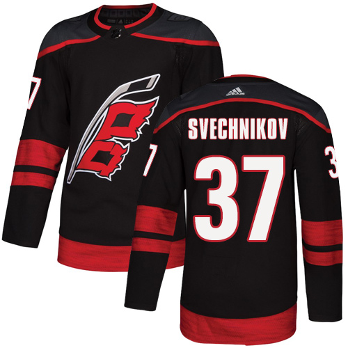 Adidas Carolina Hurricanes #37 Andrei Svechnikov Black Alternate Authentic Stitched Jersey Men's