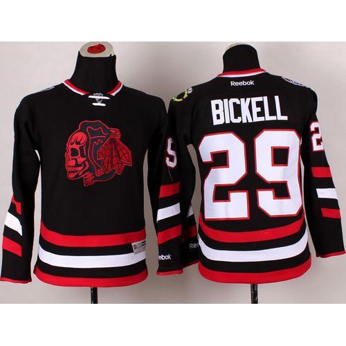 Chicago Blackhawks #29 Bryan Bickell Black(Red Skull) 2014 Stadium Series Stitched Youth Jersey Youth