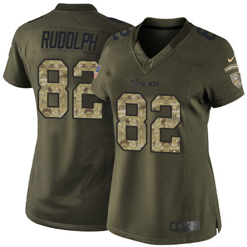 Minnesota Vikings #82 Kyle Rudolph Green Women's Stitched Limited 2015 Salute to Service Jersey Womens