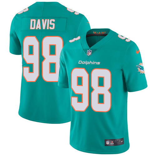 Miami Dolphins #98 Raekwon Davis Aqua Green Team Color Youth Stitched Vapor Untouchable Limited Jersey Youth