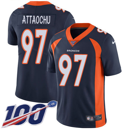 Denver Broncos #97 Jeremiah Attaochu Navy Blue Alternate Men's Stitched 100th Season Vapor Untouchable Limited Jersey Men's