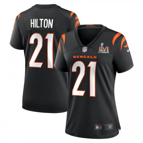 Cincinnati Cincinnati Bengals #21 Mike Hilton White Super Bowl LVI Patch Women's Game Jersey Womens