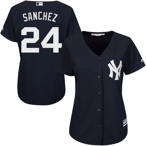 New York Yankees #24 Gary Sanchez Navy Blue Women's Alternate Stitched Jersey Womens