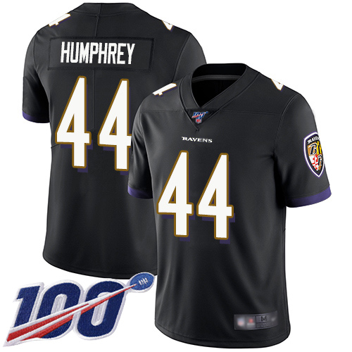 Ravens #44 Marlon Humphrey Black Alternate Men's Stitched 100th Season Vapor Limited Jersey