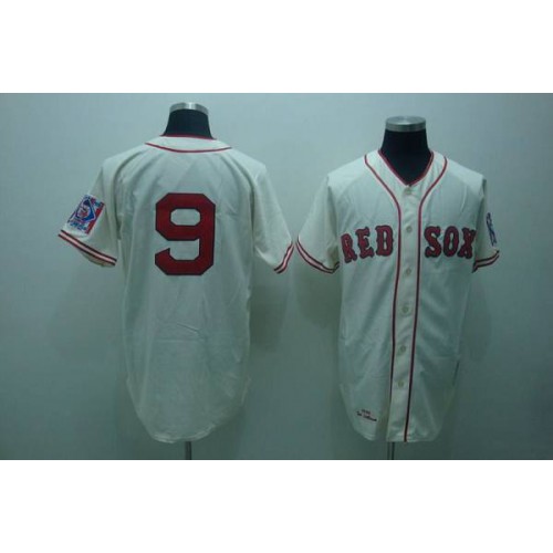 Mitchell and Ness 1939 Boston Red Sox #9 Ted Williams Stitched Cream Throwback Jersey Men's