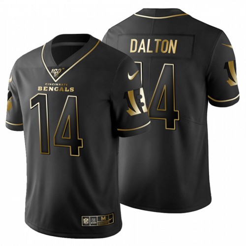 Cincinnati Cincinnati Bengals #14 Andy Dalton Men's Black Golden Limited 100 Jersey Men's